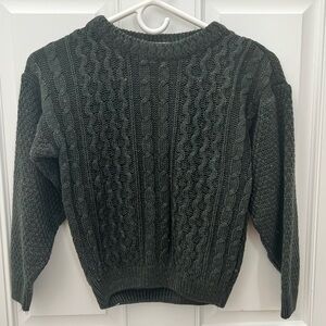 Utility Clothing Co. Adams Cable Knit Pullover Sweater Dark Green Girls 9 YRS